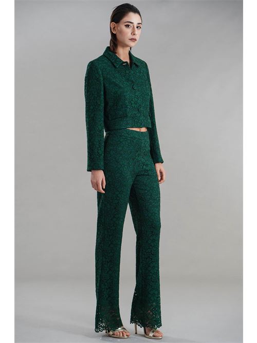 Giacca cropped in pizzo Nualy | I25N2234VERDE BOSCO